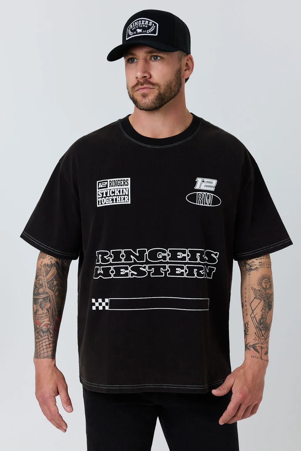 Ringers Western Mens Chad Box Fit T-Shirt - Black  Wash