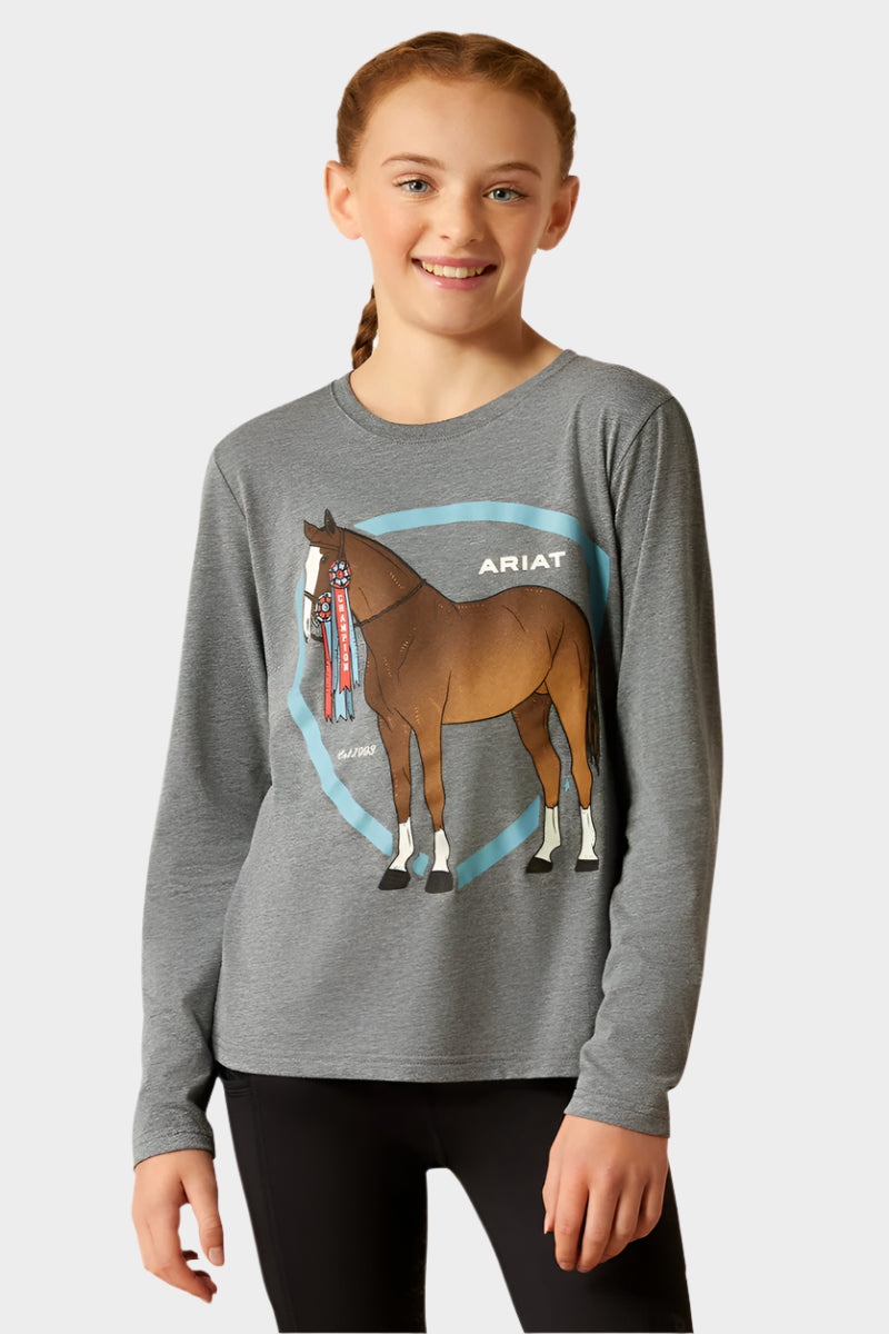 Ariat Girl's Champion Pony T-Shirt - Heather Grey