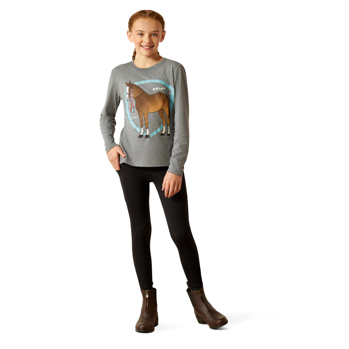 Ariat Girl's Champion Pony T-Shirt - Heather Grey