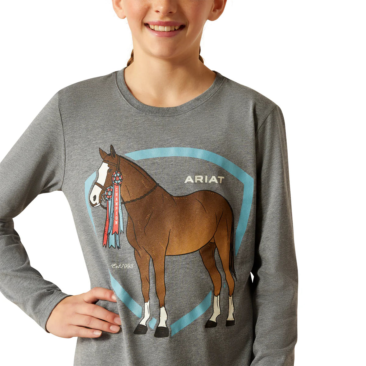 Ariat Girl's Champion Pony T-Shirt - Heather Grey