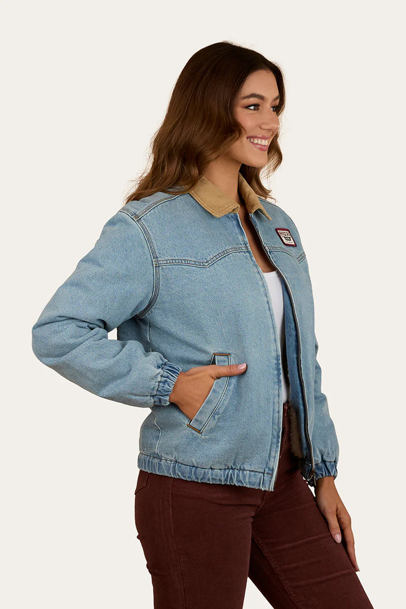 Ringers Western Womens  Charley Western Bomber Jacket - Light Wash Blue