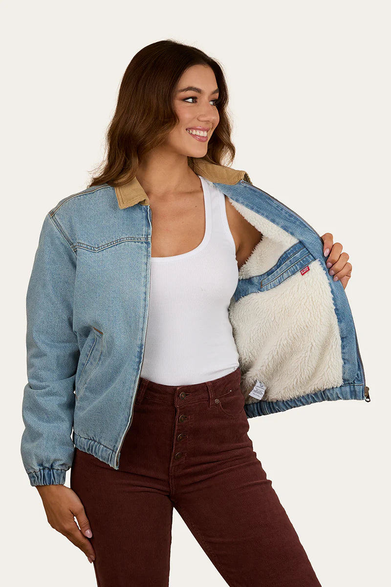Ringers Western Womens  Charley Western Bomber Jacket - Light Wash Blue