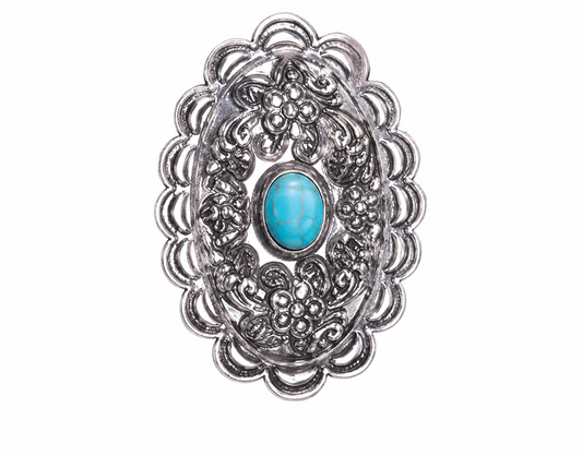Austin Accent Bolo Oval Silver w/ Turquoise