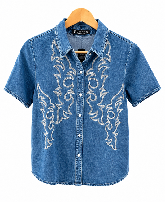 Lucky & Blessed Women's Western Short Sleeve Shirt