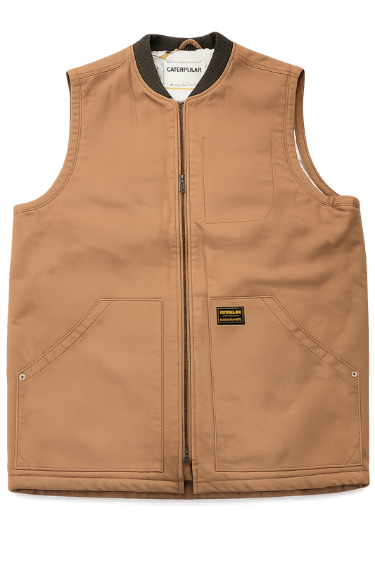 CAT Workwear Canvas Utility Sherpa Vest - Tawny Brown
