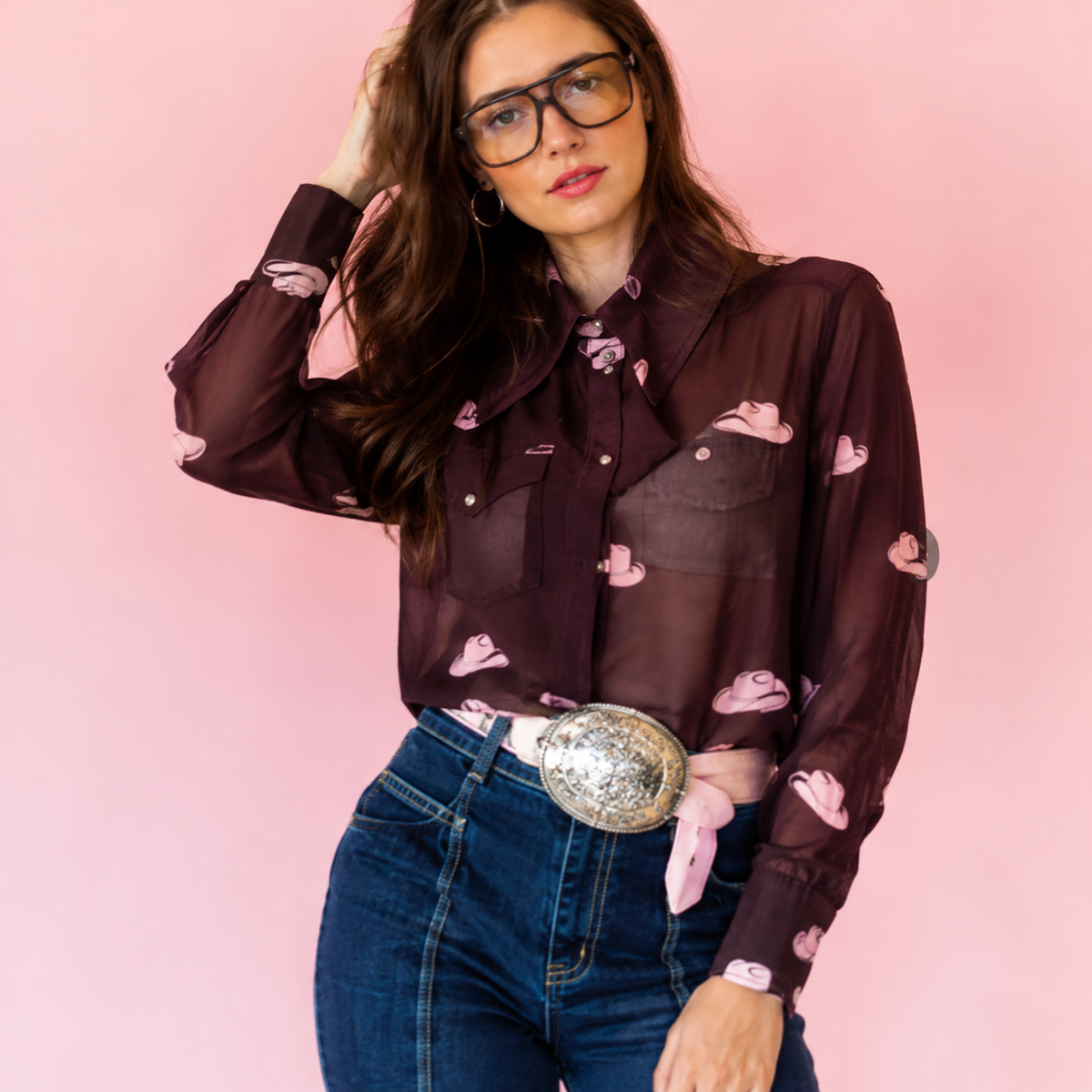 2 Fly Co Sheer Western Hatz Top