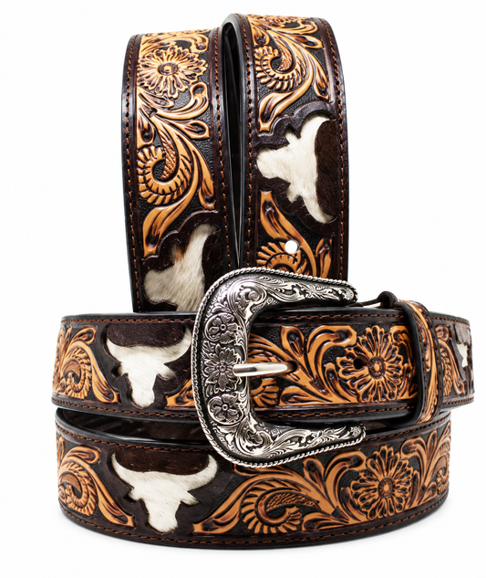 Challenger Western 1-1/2" Tooled Leather Belt