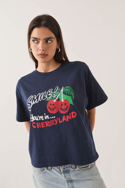 Brixton Women's Cherryland Boxy Cropped Crew - Washed Navy