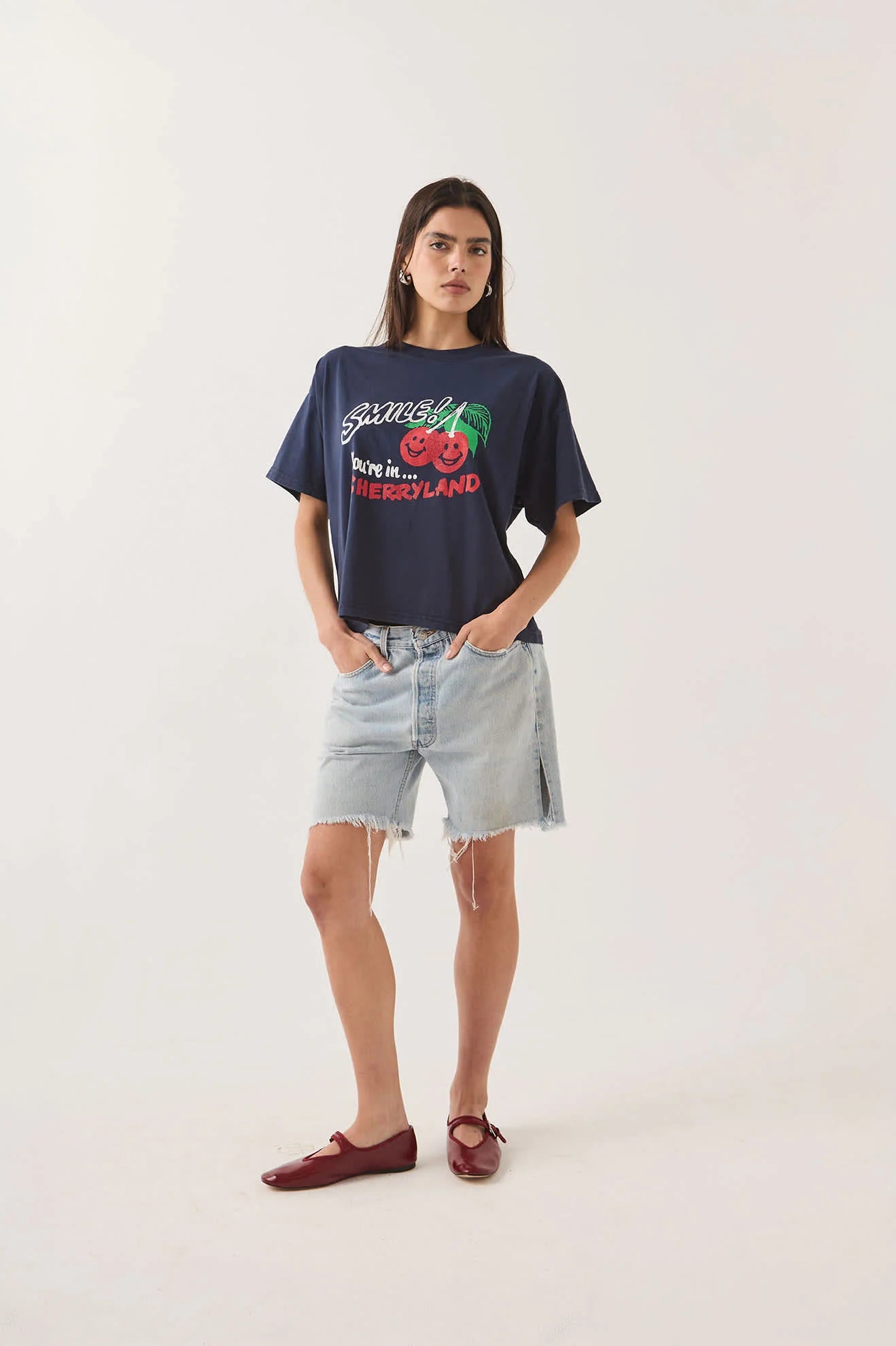 Brixton Women's Cherryland Boxy Cropped Crew - Washed Navy