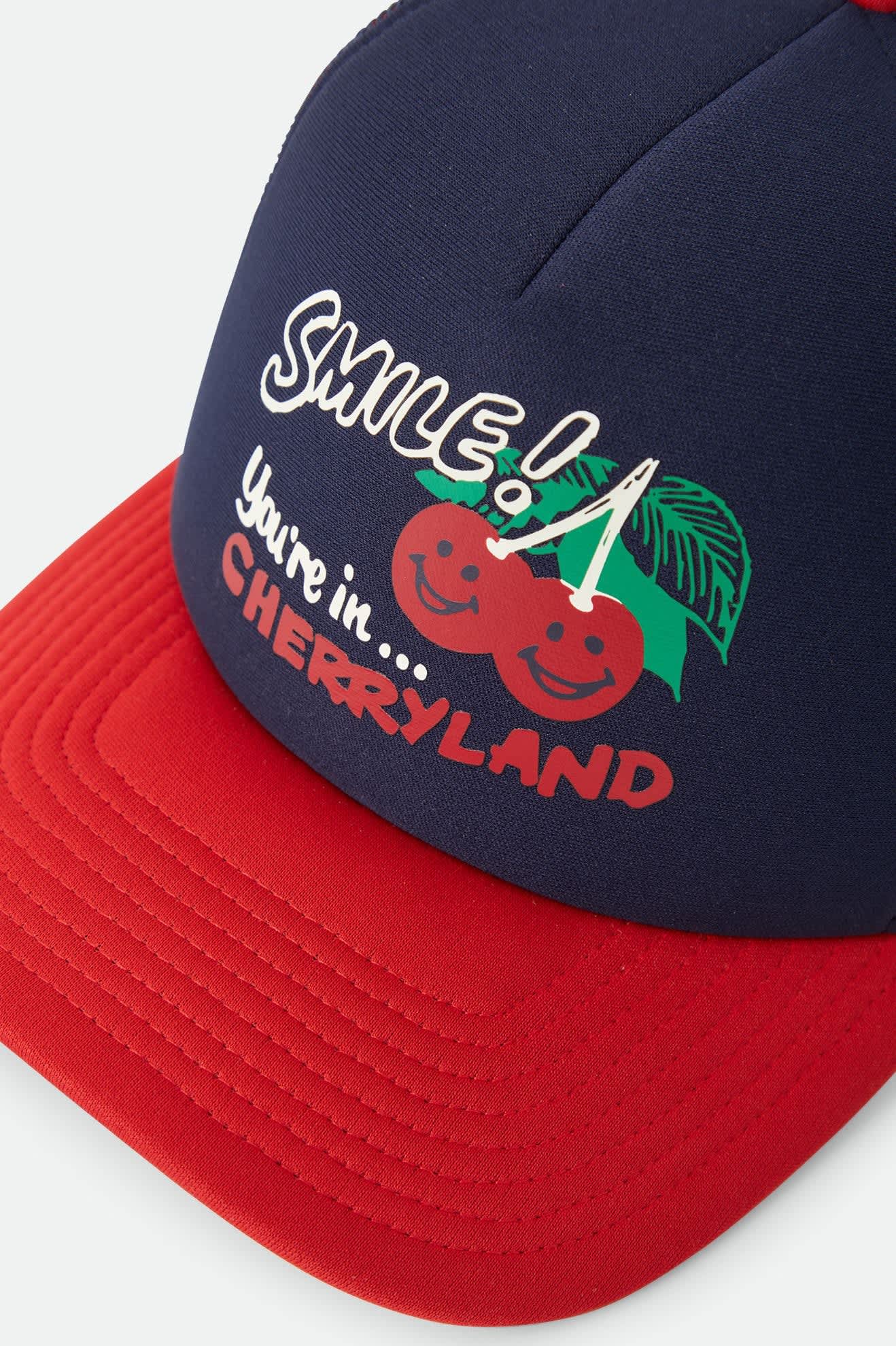 Brixton Unisex Cherryland Trucker Hat - Washed Navy/Crimson