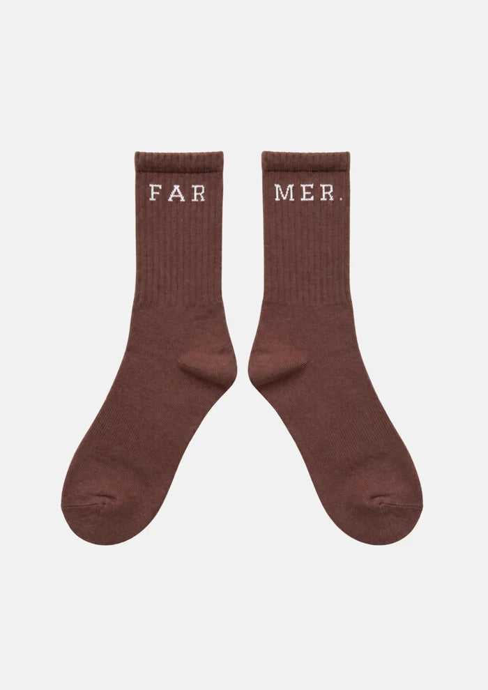 FAR MER Chocolate Boot Socks – Unisex Ribbed Cotton Blend Socks