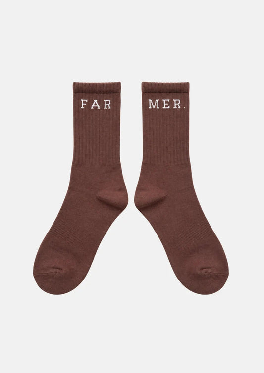 FAR MER Chocolate Boot Socks – Unisex Ribbed Cotton Blend Socks