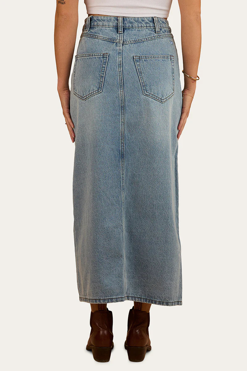 Ringers Western Womens Christa Midi Skirt - Light Wash Blue