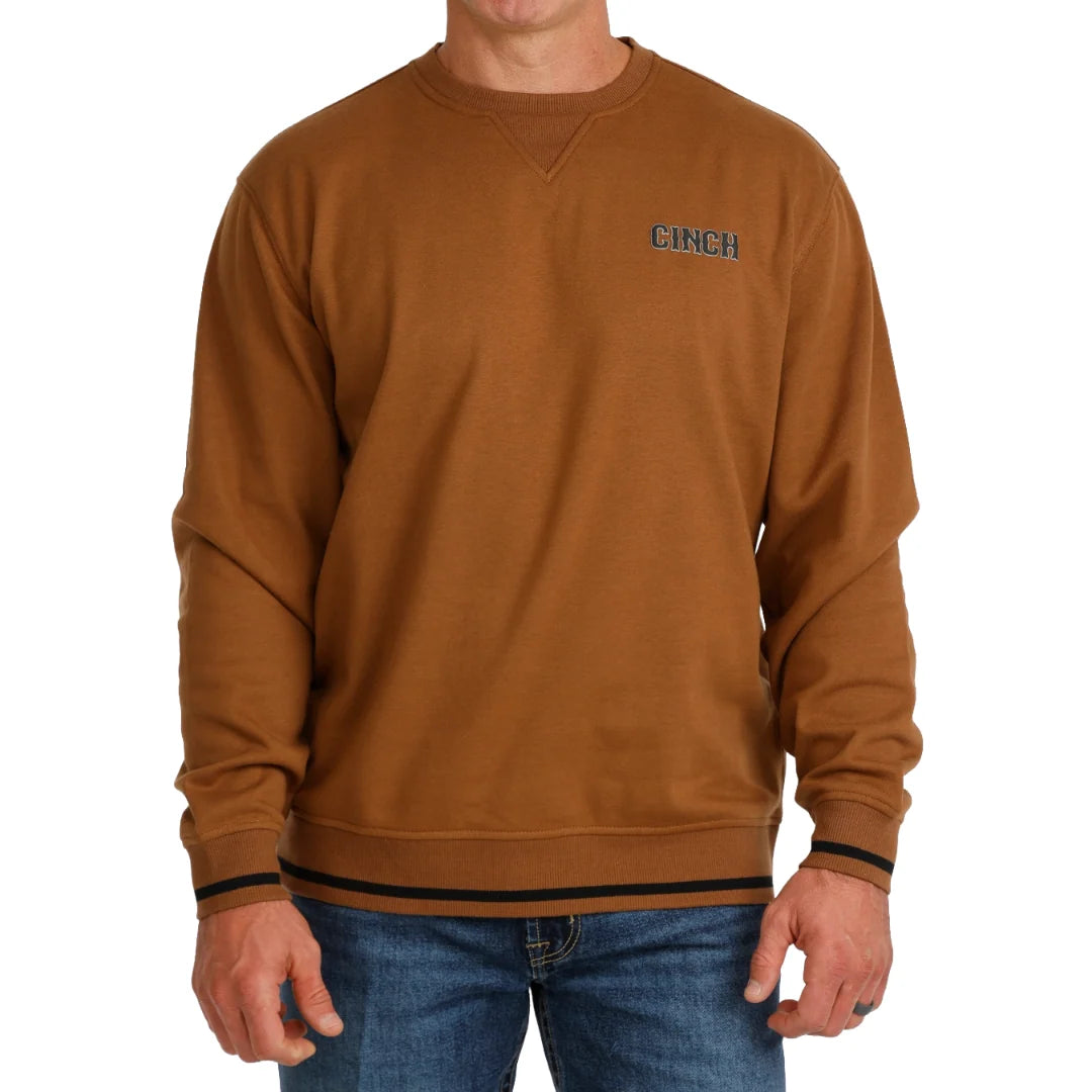 Cinch Men's Brown Fleece Pullover Sweatshirt - Brown