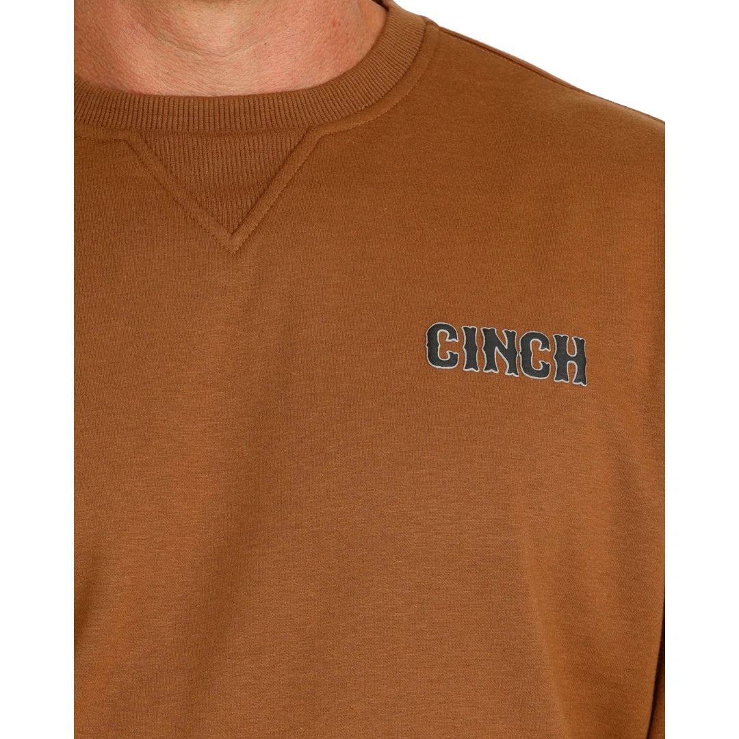 Cinch Men's Brown Fleece Pullover Sweatshirt - Brown