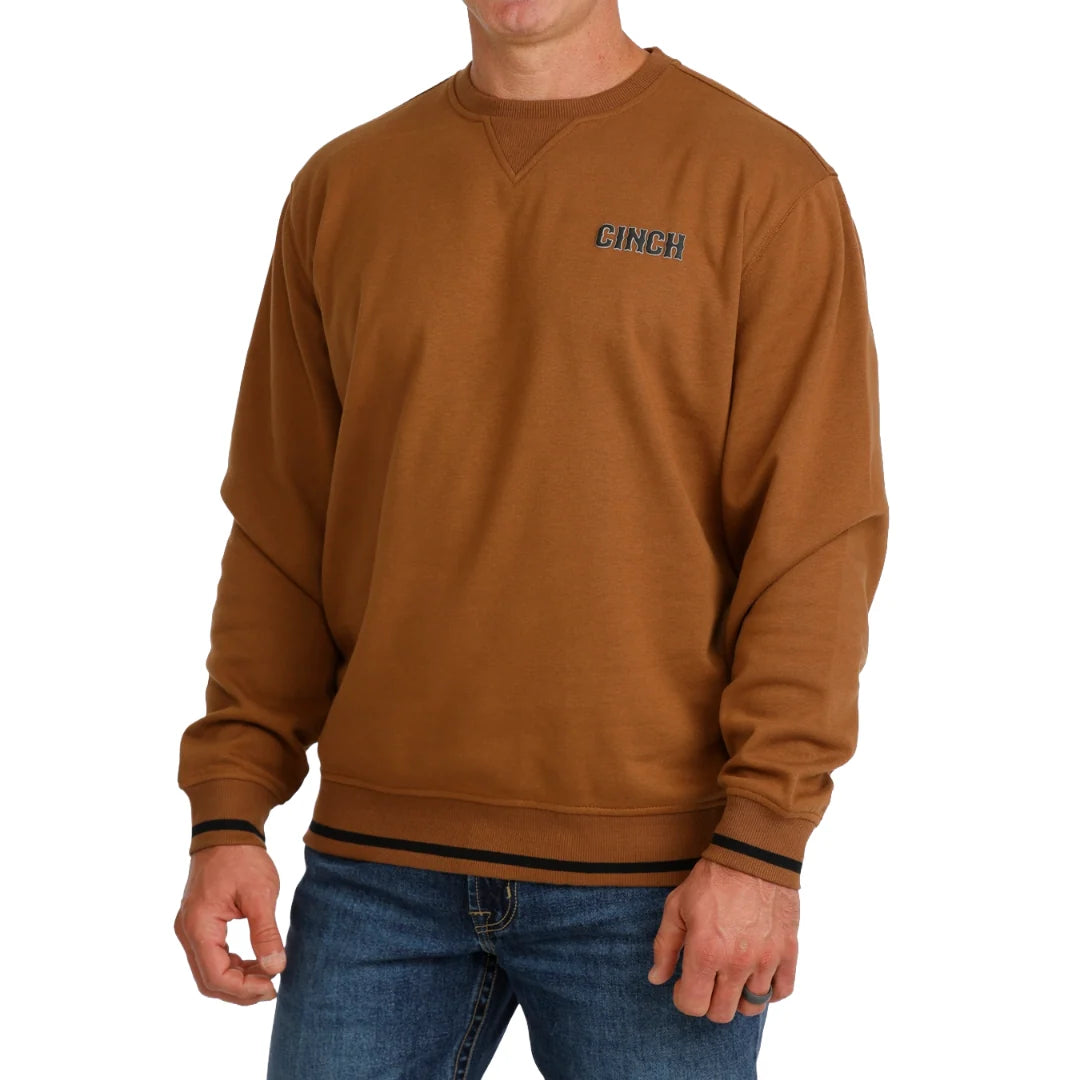 Cinch Men's Brown Fleece Pullover Sweatshirt - Brown