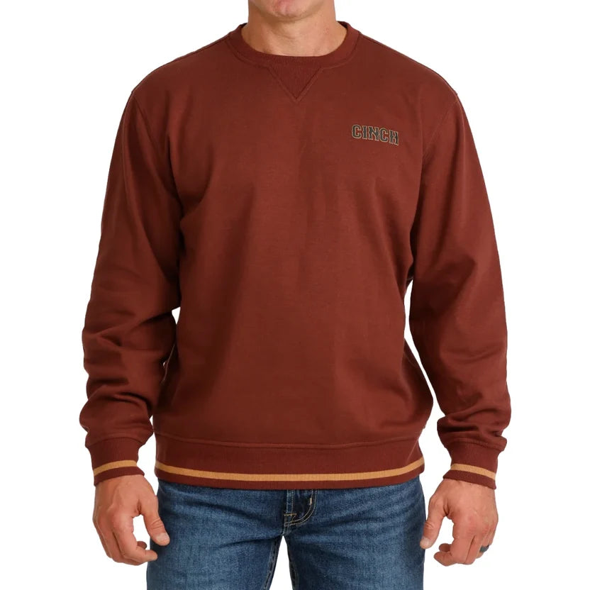 Cinch Men’s Burgundy Fleece Crewneck Sweatshirt - Burgundy