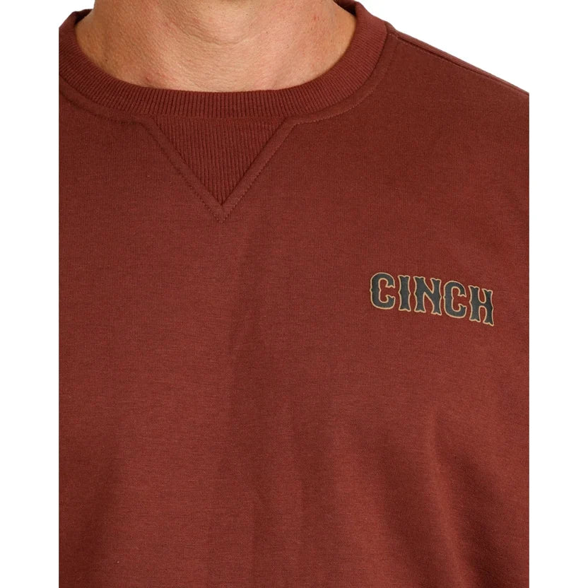 Cinch Men’s Burgundy Fleece Crewneck Sweatshirt - Burgundy