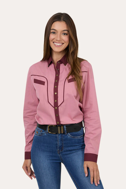 Ringers Western Womens Clara Western Shirt - Dusty Pink / Plum