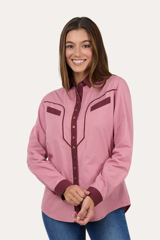 Ringers Western Womens Clara Western Shirt - Dusty Pink / Plum