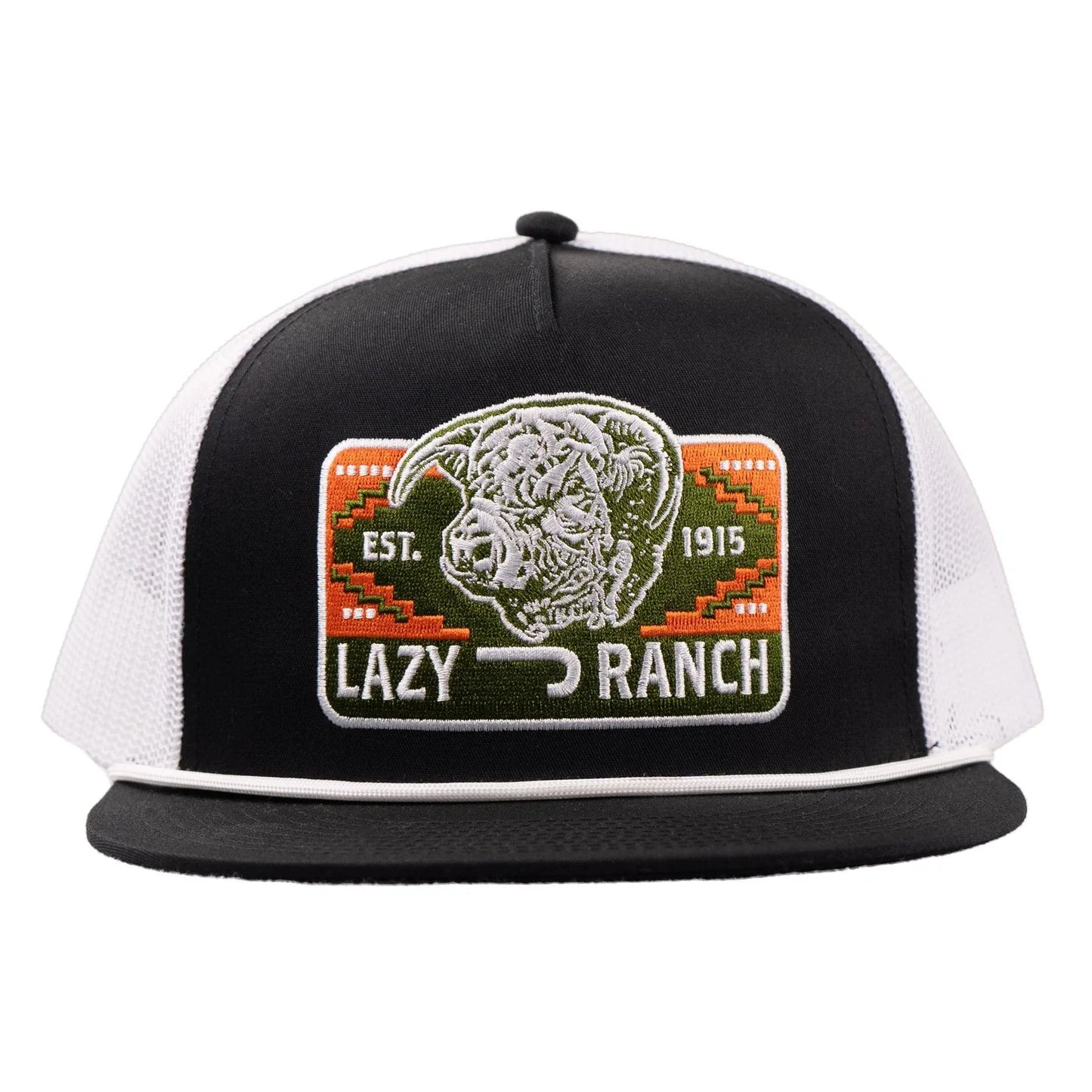 Lazy J Ranch Black & White Presidio Classic Rope Trucker Hat