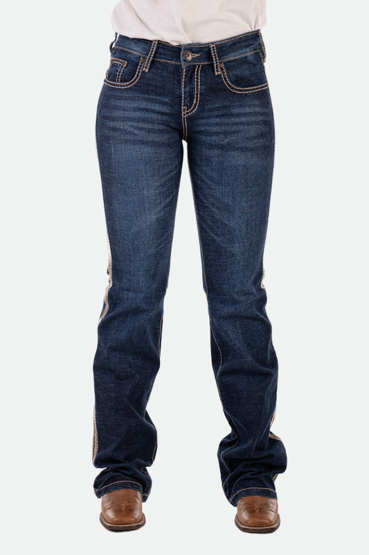 Hitchley & Harrow Comfort Cut High Rise –  Beige Stitch Jeans