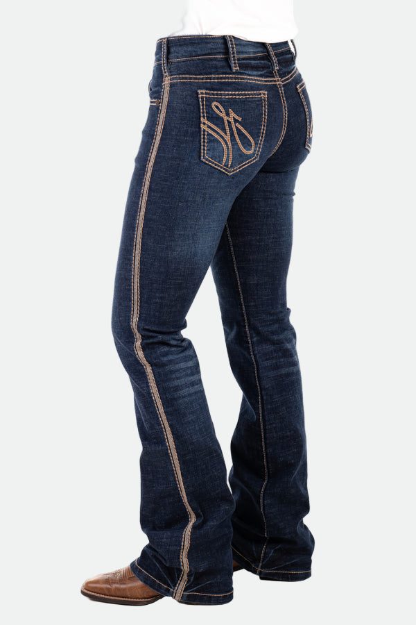 Hitchley & Harrow Comfort Cut High Rise –  Beige Stitch Jeans