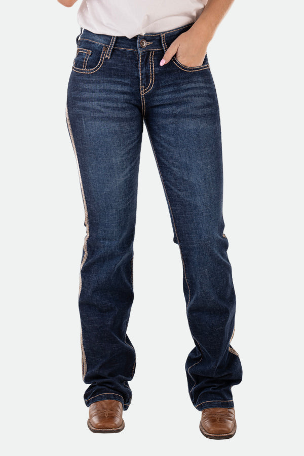 Hitchley & Harrow Comfort Cut High Rise –  Beige Stitch Jeans