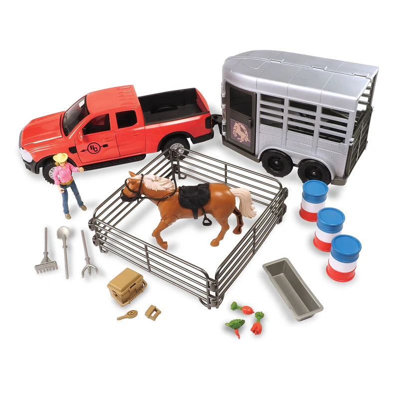 Big Country Toys 1/20 24-Piece Pickup Truck & Horse Trailer Playset with Accessories