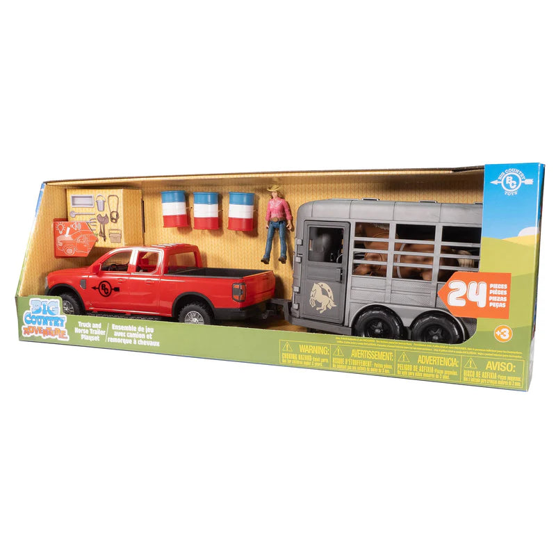 Big Country Toys 1/20 24-Piece Pickup Truck & Horse Trailer Playset with Accessories