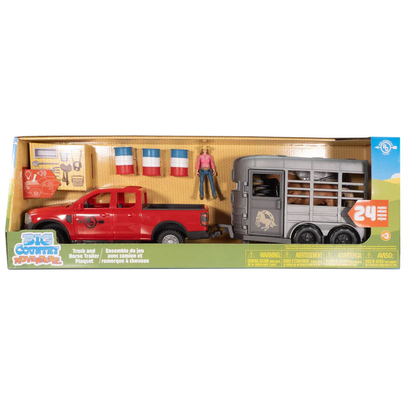 Big Country Toys 1/20 24-Piece Pickup Truck & Horse Trailer Playset with Accessories