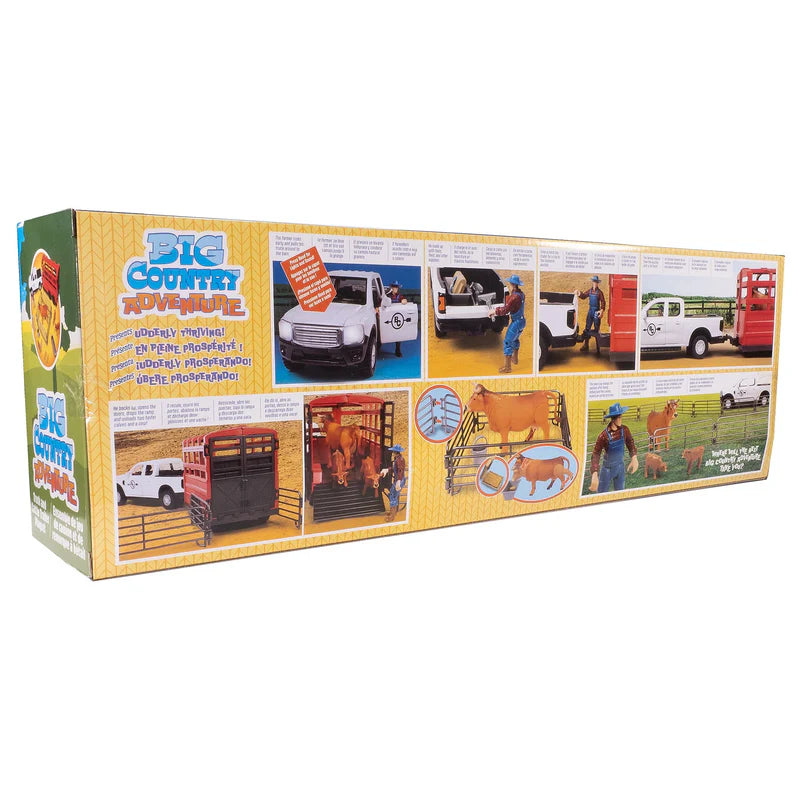 Big Country Toys 1/20 18-Piece Pickup Truck & Cattle Trailer Playset with Accessories