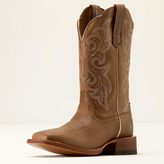 Ariat Women's County Lane Wide Square Toe Western Boot - Natural Tan