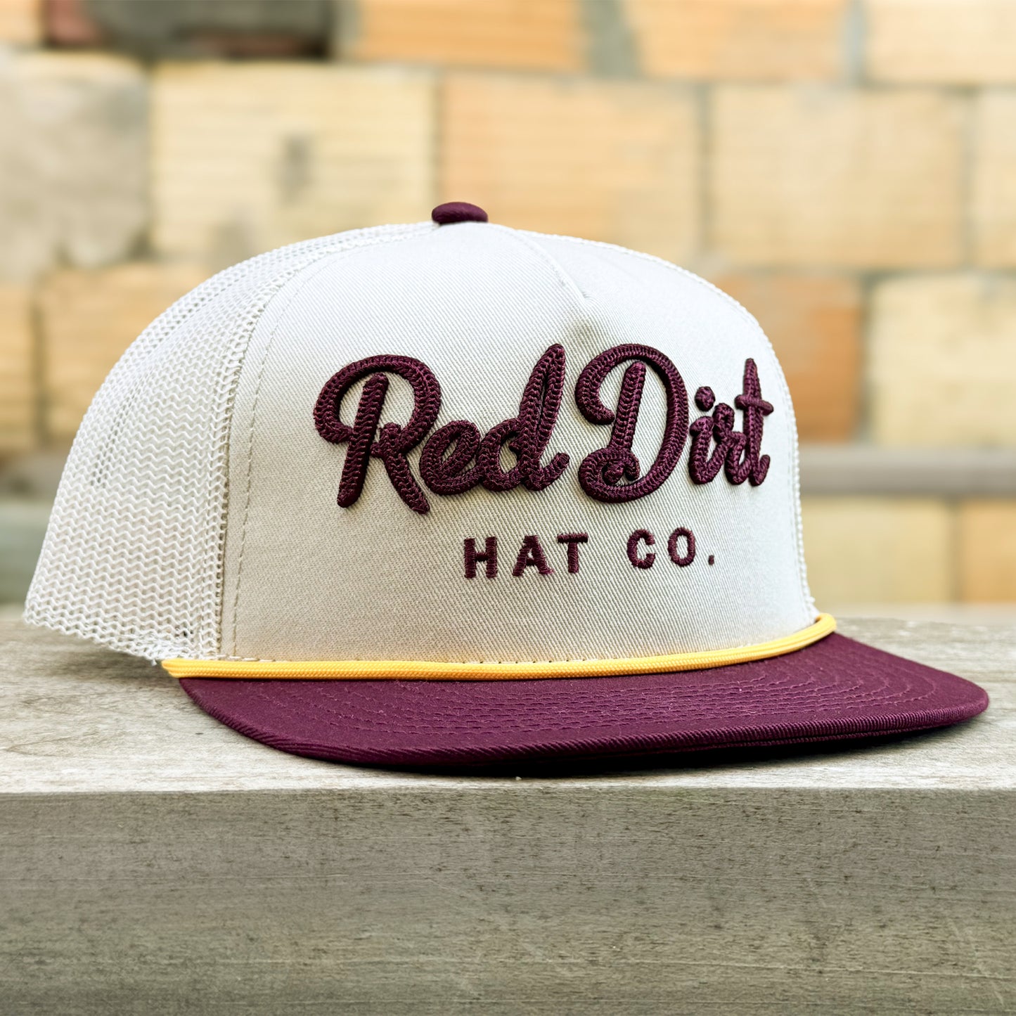 Red Dirt Hat Co. Cowboy Roy - Maroon/Khaki-Gold Rope (Youth)