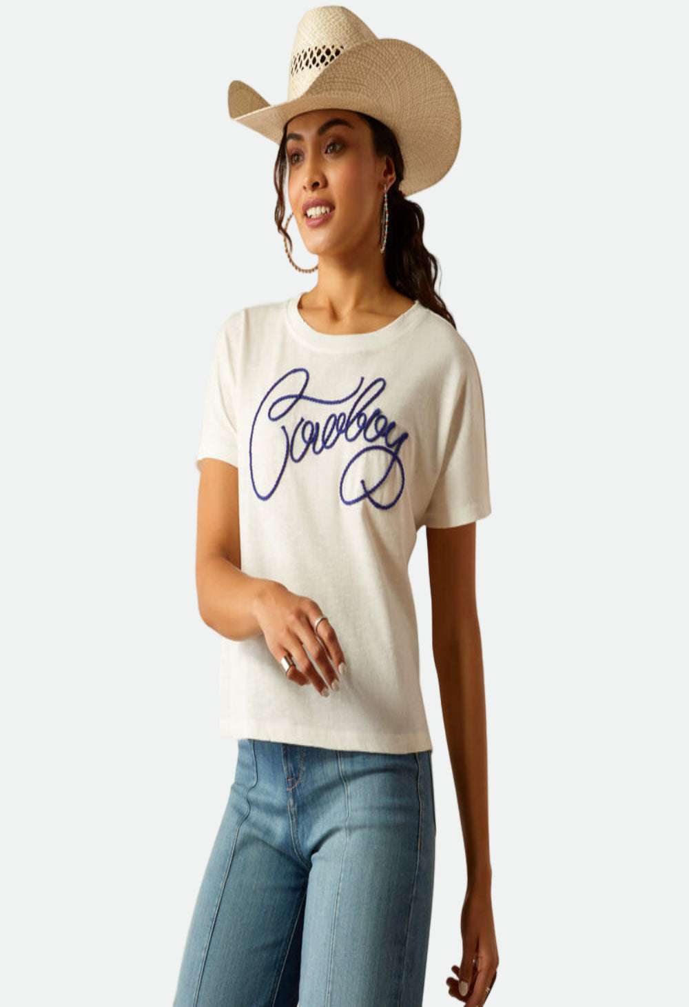 Ariat Women's Cowboy SS Tee Cloud Dancer