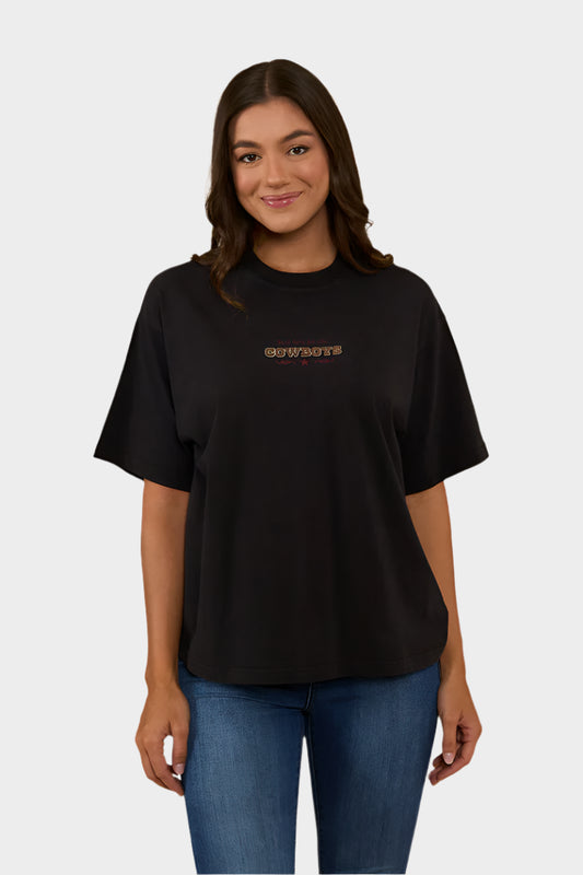 Ringers Wester Women's Cowboys Only Oversized T-Shirt - Washed Black