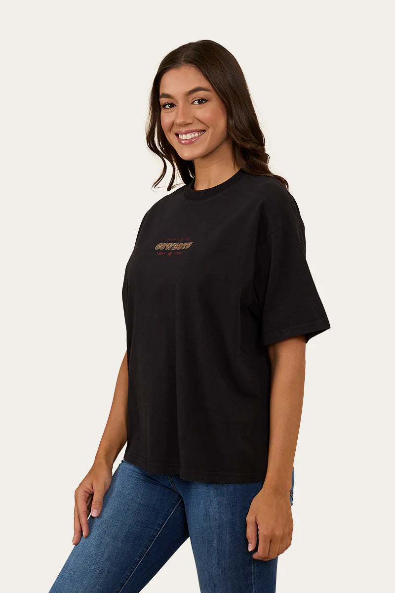 Ringers Wester Women's Cowboys Only Oversized T-Shirt - Washed Black
