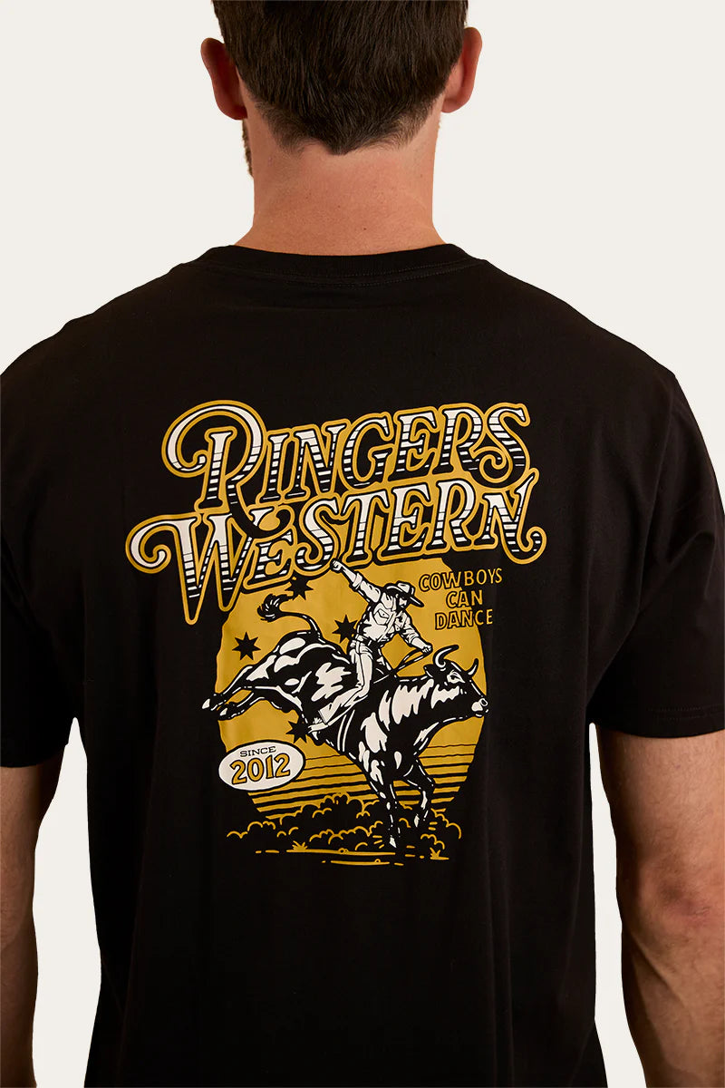 Ringers Western Mens Cowboys Can Dance Loose Fit T-Shirt - Black