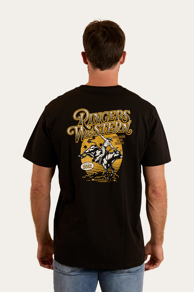 Ringers Western Mens Cowboys Can Dance Loose Fit T-Shirt - Black