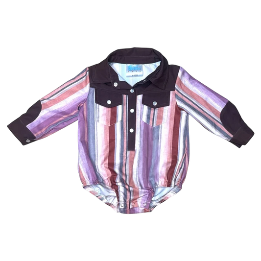 Shea Baby Cowgirl Aztec Long Sleeve Pearl Snap Onesie