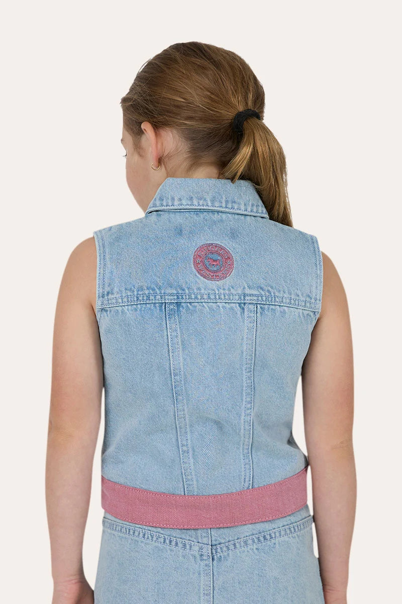Ringers Western Cowgirl Club Girls Studded Denim Vest