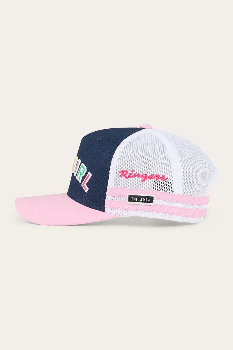 Ringers Western Kids Cowgirl Trucker Cap - Navy/Pastel Pink