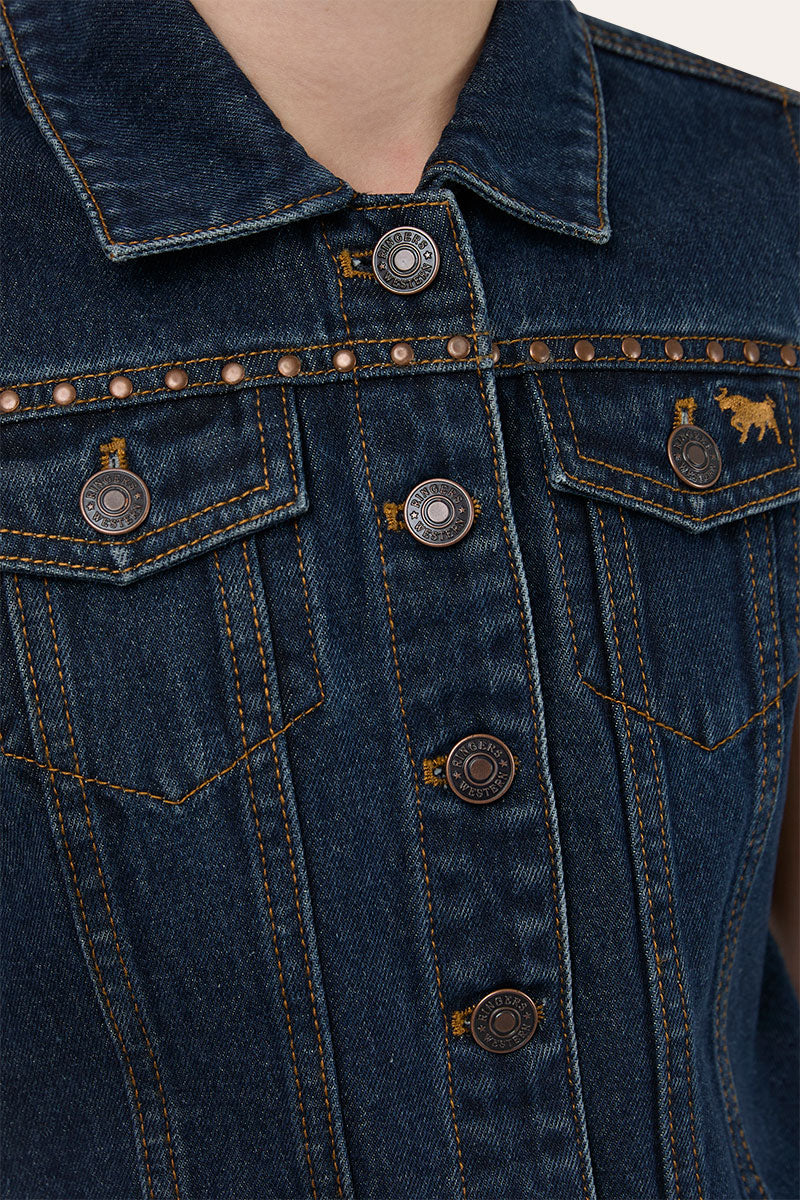 Ringers Western Cowgirl Youth Squad Denim Vest - Vintage Blue Wash