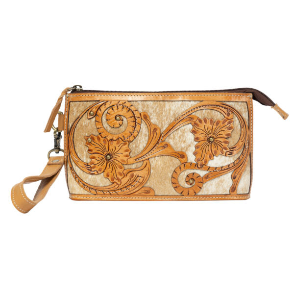 The Design Edge Women's Cowhide Clutch with Tooled Cutwork – AC48 – Noto