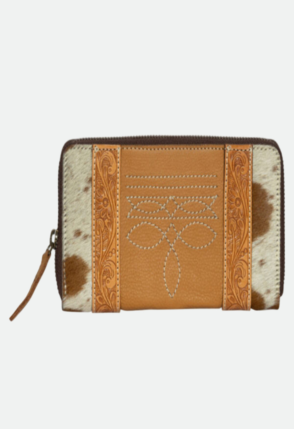 The Design Edge Cowhide & Tooling Leather Boot Stitch Zippered Wallet – Moore (AW32)