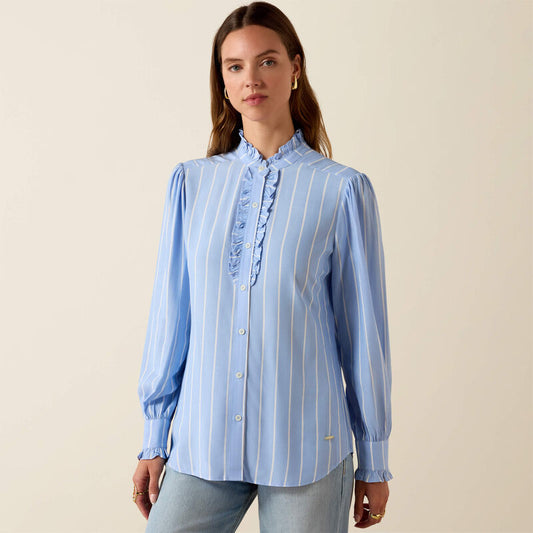 Ariat Women's Cricklade Longsleeve  Stripe Blouse - Pacific Blue