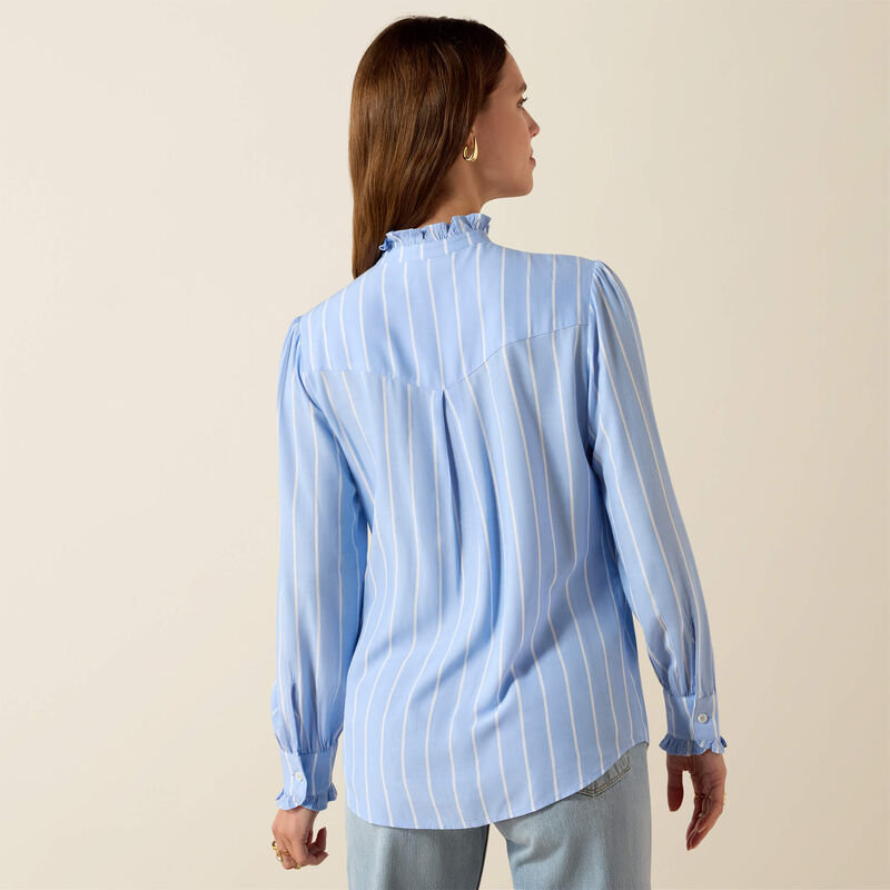 Ariat Women's Cricklade Longsleeve  Stripe Blouse - Pacific Blue