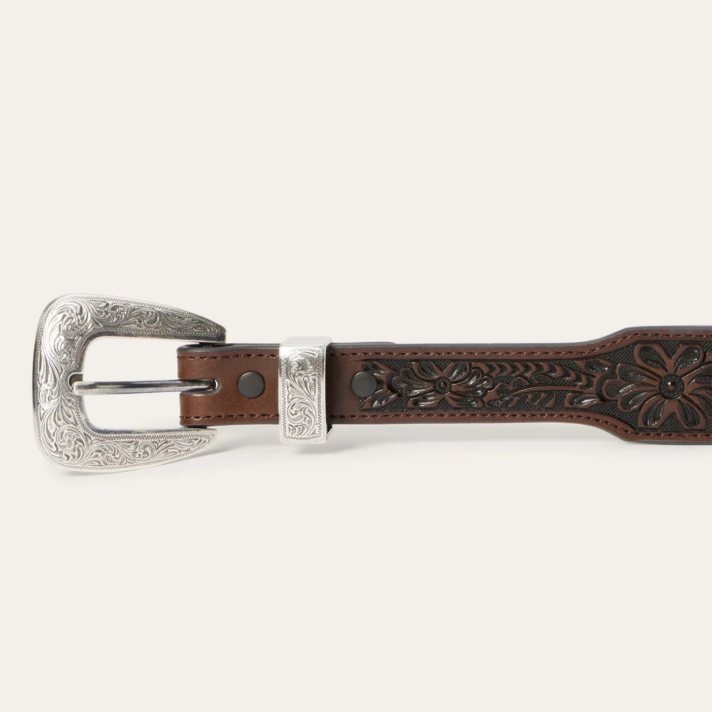 Stetson Croco Print Tooled Tapered Belt - Brown/Cognac 35mm