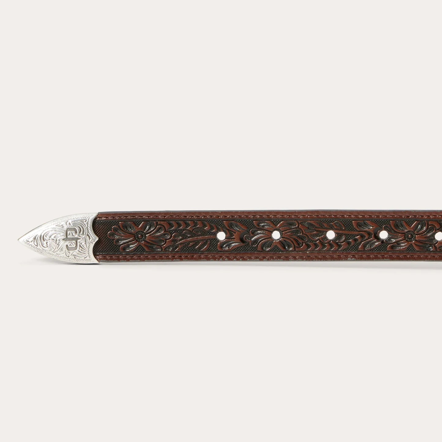 Stetson Croco Print Tooled Tapered Belt - Brown/Cognac 35mm