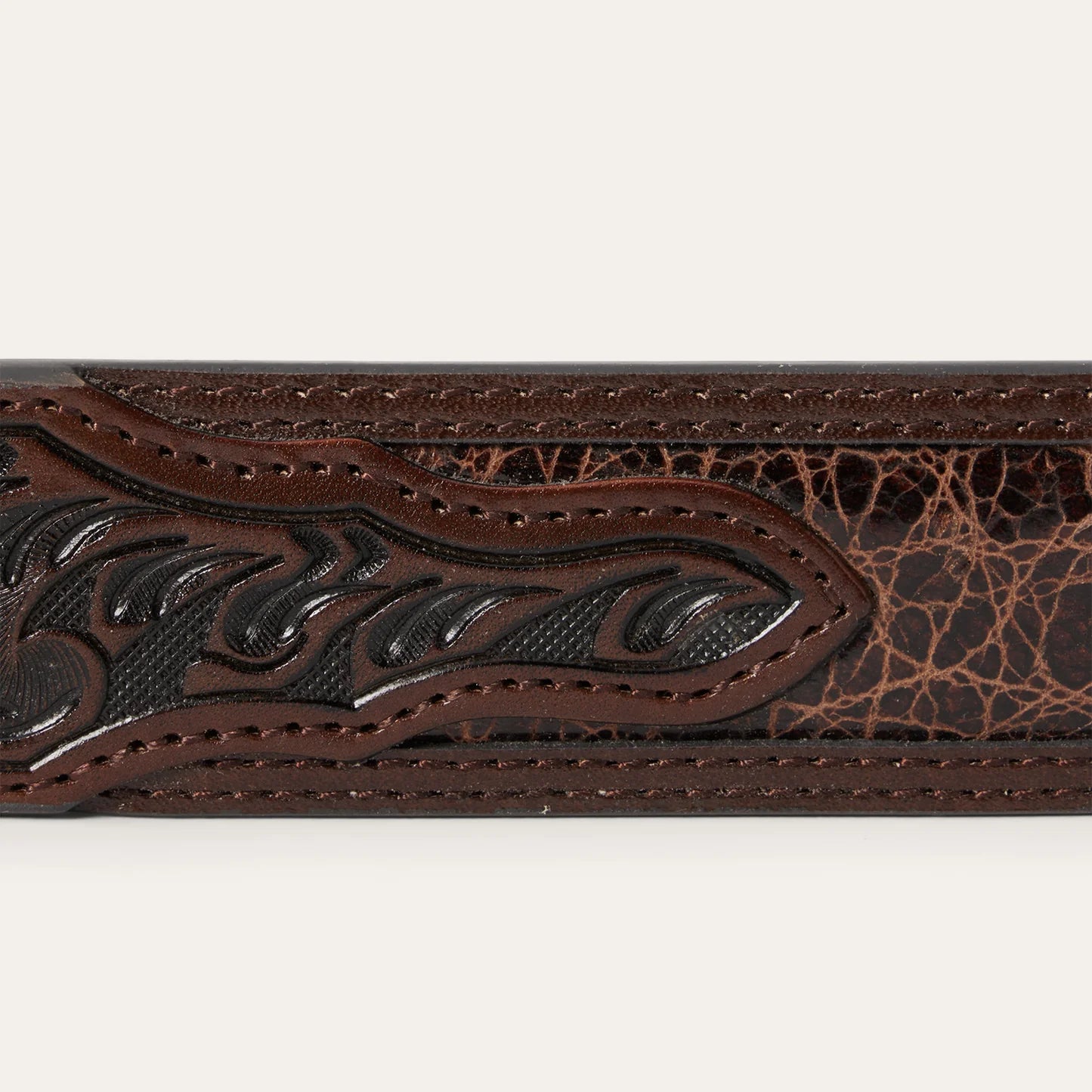 Stetson Croco Print Tooled Tapered Belt - Brown/Cognac 35mm